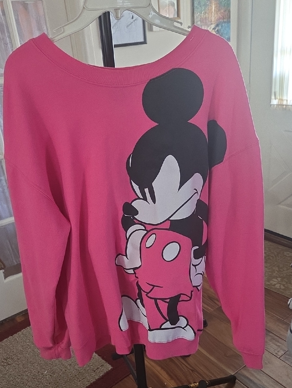 Disney Pink Mickey Graphic Scoop Neck Sweatshirt